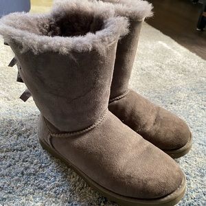 Ugg Grey Satin Bow Boots